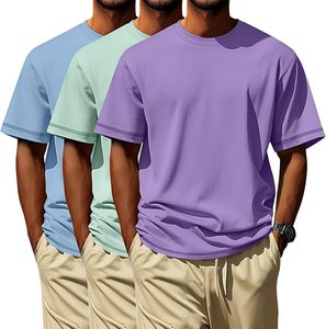 Camiseta Casual de Algodón para Hombre, Cuello Redondo, Manga Corta, Ligera, Cómoda, Color Sólido, Top de Verano, Suministro Directo de Fábrica - Product Image 1