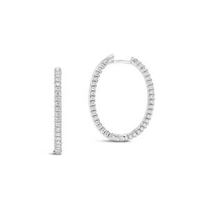 Pendientes de Aro Ovalados con Diamantes Sueltos Cultivados en Laboratorio, Corte Brillante Redondo, 1.62 Quilates, F/VS, Oro Blanco Sólido de 18k, Joyería Fina, Regalo de San Valentín - Product Image 2