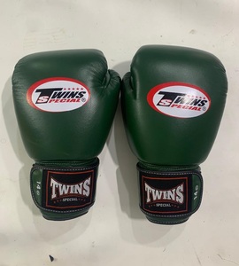 Twins Muay Thai Premium Cowhide Leather Kick Boxing MMA Fight Sparring Training Boxing <b>Gloves</b> - Green - Product Image 2