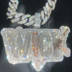 Custom Nameplate Pendant Moissanite Diamond Hip Hop Necklace <b>Iced</b> <b>Out</b> Bling <b>Chain</b> Luxury Rapper Jewelry - Product Image 1