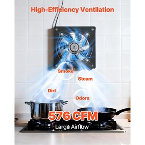 Ventilatore da Parete ad Alta Velocità da 8 Pollici, 576 CFM, Controllo On/Off, Basso Consumo, Ventilatore di Scarico Portatile con Funzionalità Extra - Product Image 2