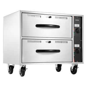 Calentador de Alimentos Comercial Eléctrico de Dos Cajones de Acero Inoxidable, Gabinete de Calentamiento Independiente con Amplio Rango de Temperatura - Product Image 1