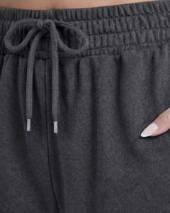 Pantalon de jogging ample gris foncé pour femme, en molleton, avec passepoil latéral, taille élastique et cordon de serrage, décontracté, pour la détente - Product Image 5