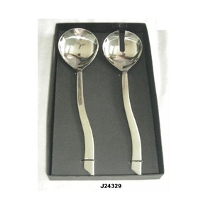 Modern Design Kitchen <b>Tableware</b> Blue Weaved Handle Salad Server Set Metal with Polished Steel and <b>Other</b> Materials Available - Product Image 6