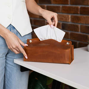 Boîte à mouchoirs en cuir véritable de qualité supérieure, robuste, étui à serviettes, distributeur de papier de luxe pour suite d'hôtel LTBC-0001 - Product Image 4