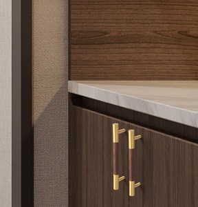 Poignée de meuble en laiton et bois, design moderne avec finition haut de gamme, fabriquée en laiton massif et bois naturel, surface lisse. - Product Image 3