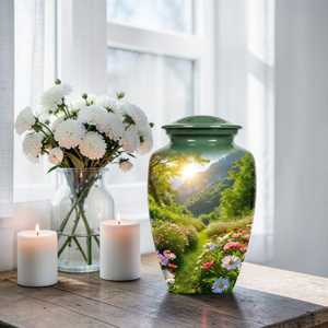 Urne funéraire en métal sur le thème de la nature pour cendres de maman et de papa, urne de crémation pour adultes, urnes funéraires pour hommes et femmes, décoratives, taille personnalisée - Product Image 1