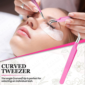 5PCS Pink Curved Tweezers Set for Volume <b>Lash</b> Extension Isolation Nail Art with Mirror Stainless Steel Beauty Tool <b>Kit</b> - Product Image 4
