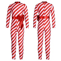 6-16 niños niñas bastón de caramelo a rayas traje de Navidad mono largo traje de baile ropa de baile para fiestas de baile
