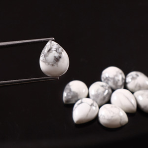 Cabochon en howlite blanche naturelle de qualité supérieure, forme poire, 4x3 mm, poli et lisse, pierre précieuse non montée pour bague, pendentif, boucles d'oreilles, collier - Product Image 4