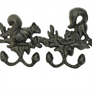 Cast Iron Cute Squirrel 4 Hooks Coat Hanger Towel Keys Hats Bags Clothes Rack Modern Eco-Friendly <b>Wall</b> Mounted Storage Organizer - Product Image 4