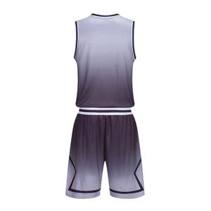 Ensemble de maillot de basket unisexe dégradé, débardeur sans manches et short, anti-humidité, respirant, 100 % polyester, transfert thermique - Product Image 3