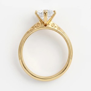 Bague de fiançailles solitaire en or jaune 9 carats avec diamant radiant allongé de 2 carats, bijoux fins personnalisés pour mariée - Product Image 2
