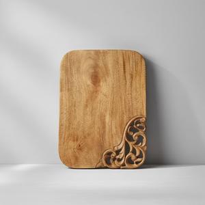 Elegante Tabla de Cortar de Madera de Arce con Detalle de Tallado en Esquina, Acabado Liso, Duradera, Apta para Alimentos, Bandeja de Servir para Cocina - Product Image 4
