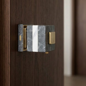 Juego de Manijas de Puerta de Diseño |   Pomo de Mármol Auténtico con Acabado Negro Grafito Antiguo en Acero Inoxidable |   Manija de Puerta de Lujo para Hogar u Oficina - Product Image 2