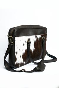 Pocket Custom Solid Plain Dyed Casual Leather Hair on <b>Laptop</b> Bag Cowhide Modern sustainable Hair on <b>Laptop</b> Briefcase Portable - Product Image 2