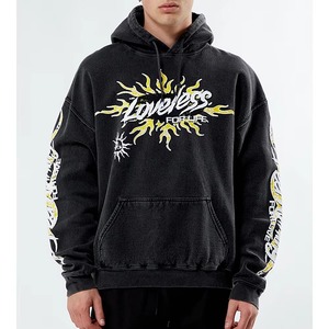 Sudadera con Capucha de Felpa 100% Algodón para Hombre, Estilo Urbano, Teñido Liso, a la Moda, para Invierno, Ecológica e Impermeable - Product Image 1