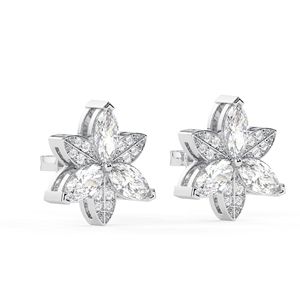 <b>Cute</b> Marquise Cut Moissanite Floral Stud <b>Earrings</b> for Women - Product Image 2