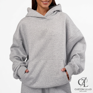 Hoodie surdimensionné à logo personnalisé, marque privée, pour femmes grandes tailles, respirant, épais, à manches longues - Product Image 1