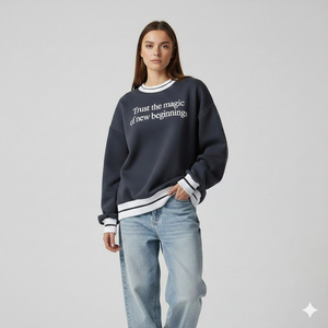 Pull en tricot pour femme à col montant, coupe oversize, style streetwear automne-hiver, coupe décontractée, confortable, tissu doux et chaud, détail logo sur le devant - Product Image 1