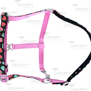 Printed Nylon Horse <b>Halter</b> with Soft Padding Adjustable Buckles Durable Metal Hardware Equestrian Headcollar - Product Image 3