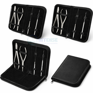 Salon Professional Stainless Steel 4PCS Hair <b>Extension</b> Kit with Two 7-Inch Pliers and Loop Needle Pulling Tool for <b>Micro</b> Rings - Product Image 4