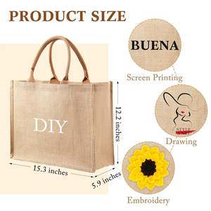 Bolsa de Yute Natural al por Mayor, Bolsa Ecológica Resistente con Impresión Personalizada para Promoción - Product Image 5