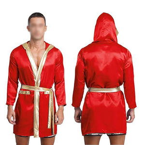 เสื้อคลุมชกมวยผ้าซาตินโพลีเอสเตอร์ 100% คุณภาพสูง ระบายอากาศได้ดี นุ่มพิเศษ สำหรับผู้ชาย พร้อมโลโก้แบบกำหนดเอง สีและขนาดตามสั่ง - Product Image 1