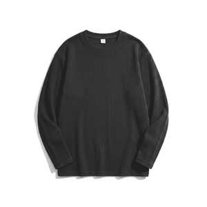 T-shirt côtelé à manches longues en coton épais grande taille pour homme – Qualité supérieure, respirant, décontracté, personnalisable avec logo - Product Image 4