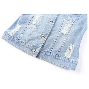 Veste en jean courte rétro pour femme, manches 3/4, bleu clair, style décontracté vintage, chic, coupe courte, pour tous les jours - Product Image 4