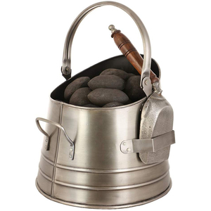 Seau à charbon en fer finition or clair, fait main, de haute qualité, pour foyer et accessoires, avec poignée - Product Image 1