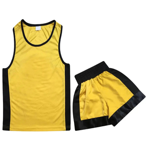 Conjunto de Uniforme de Boxeo Unisex Negro con Ribete Blanco, Top sin Mangas y Pantalones Cortos de Poliéster Transpirable para Adultos, Entrenamiento y Combate - Product Image 2