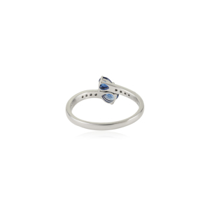 Productos de Venta Caliente: Anillo Minimalista de Zafiro Azul Fino y Diamantes, Oro Blanco Real K14, Colección Hecha a Mano, Proveedor de Joyería - Product Image 6