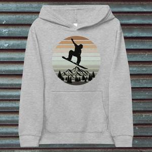 Sudadera con Capucha Azul Marino para Hombre con Estampado de Atardecer de Snowboardistas, Corte Regular, Algodón French Terry, Ropa Casual de Invierno - Product Image 5