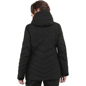 Chaqueta acolchada negra con capucha para mujer, abrigo de invierno con cremallera completa, chaqueta de alta impermeabilidad para mujer, chaqueta de esquí con forro polar para mujer - Product Image 5
