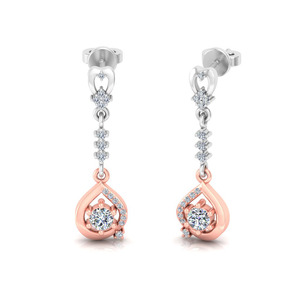 Pendientes Largos con Borlas de Oro Sólido de 10k, 14k, 18k con Diamantes Cultivados en Laboratorio de Corte Redondo para Regalo, Fiesta, Aniversario y Uso Diario - Product Image 3