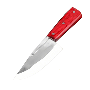 Red Handle Stainless Steel Butcher <b>Knife</b> Heavy Duty Meat Cutting Chef <b>Slicing</b> <b>Knife</b> Professional Kitchen Tool with Riveted Wood - Product Image 4