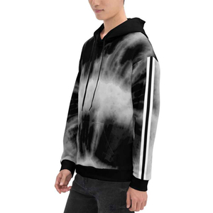 Sweat-shirts à capuche tie-dye vierges en gros pour hommes, sweat-shirts en polaire surdimensionnés, personnalisables avec logo, pull à capuche noir et blanc - Product Image 5