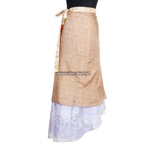 Double Layer Beachwear Long Silk Wrap <b>Skirt</b> <b>Boho</b> Stylish Multi Color Summer Wear Comfortable Fashion Hippie Plus Size Free Size - Product Image 4