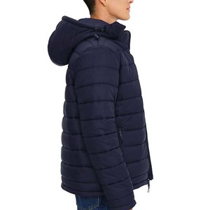 Chaqueta acolchada con capucha para hombre, color azul marino, gruesa, para invierno, con cierre, informal, de color liso, precio económico, impermeable, de poliéster. - Product Image 2