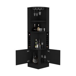 Meuble bar d'angle noir pour salon Atanasio - Product Image 5