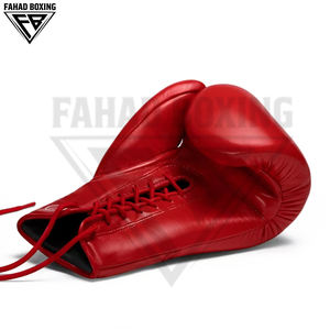 Guantes de Boxeo Personalizados de Piel Vacuna Genuina, Ligeros, con Cordones, Diseño OEM, Color Rojo, Logotipo Personalizado, para Entrenamiento de Combate - Product Image 2