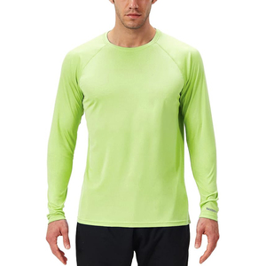 Breathable Men's Long Sleeve Light <b>Green</b> Rash Guard UPF 50 Plus Sun Protection Quick Dry Lightweight Athletic Swim Shirt - Product Image 1