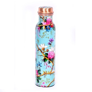 Floral Printed Copper Water <b>Bottle</b> Leak Proof Ayurvedic <b>Drinking</b> <b>Bottle</b> for Home Hotel Office Gym Travel Kitchen Use Gift - Product Image 6