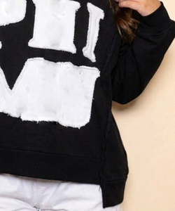Sudadera Oversize con Bordado Desgastado para Mujer, Suéter de Invierno con Cuello Redondo y Manga Larga, Sudaderas Bordadas Desgastadas para Mujer - Product Image 2