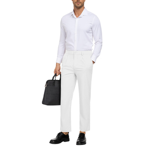 Men <b>White</b> Golf Pants Solid Color Breathable Button Fly Casual Woven <b>Trousers</b> for Outdoor Sports - Product Image 3