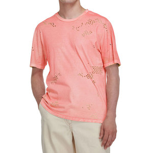 T-shirt homme en coton 100% de haute qualité, manches courtes, coupe ample, effet usé, logo personnalisé imprimé. - Product Image 1