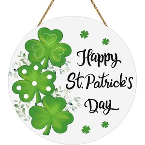 Insegna in Legno per la Festa di San Patrizio, Ghirlanda Decorativa per Porta, Decorazioni per San Patrizio, Insegna a Forma di Trifoglio per Porta d'Ingresso - Product Image 1