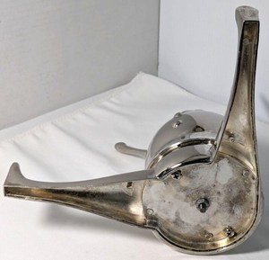 Vintage Pottery Barn Silver Plated Santa Christmas <b>Stocking</b> <b>Holder</b> feltsocks - Product Image 2