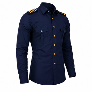 Chemise d'uniforme formelle bleu marine personnalisée 2026 avec épaulettes, en polyester/coton de qualité supérieure, tenue de travail pour hommes toutes saisons - Product Image 3